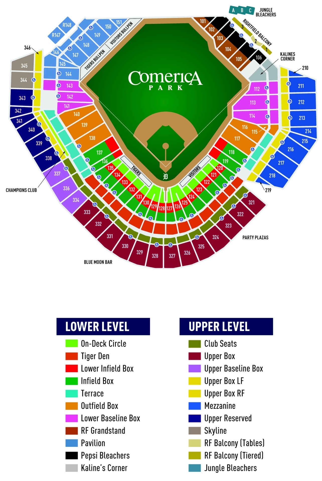 Comerica Park Detailed Seating Chart