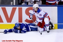 Toronto Maple Leafs Trevor Moore and New York Rangers Brett Howden - Luke Durda/In Play! Magazine