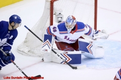 New York Rangers Alexandar Georgiev playing with his teammates stick- Photo Credit Luke Durda/In Play! Magazine