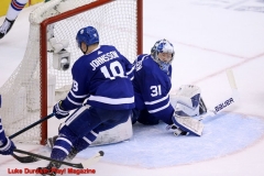 New York Rangers put the puck past Frederik Anderson in over time to win the game- Luke Durda/In Play! Magazine