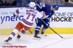 Toronto Maple Leafs Andreas Johnsson and New York Rangers Tony DeAngelo  - Luke Durda/In Play! Magazine
