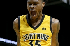 29th of February 2020. The London lightning beat the Windsor Express in a rough and physical game 124-110. London lightning # 35 AJ Gaines Jr.- Photo Credit Luke Durda