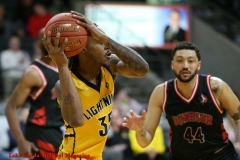 29th of February 2020. The London lightning beat the Windsor Express in a rough and physical game 124-110. London lightning # 35 AJ Gaines Jr.- Photo Credit Luke Durda