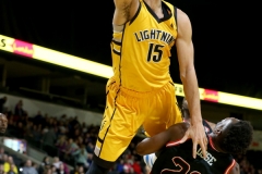 29th of February 2020. The London lightning beat the Windsor Express in a rough and physical game 124-110. London lightning # 15 Garrett Williamson - Photo Credit Luke Durda