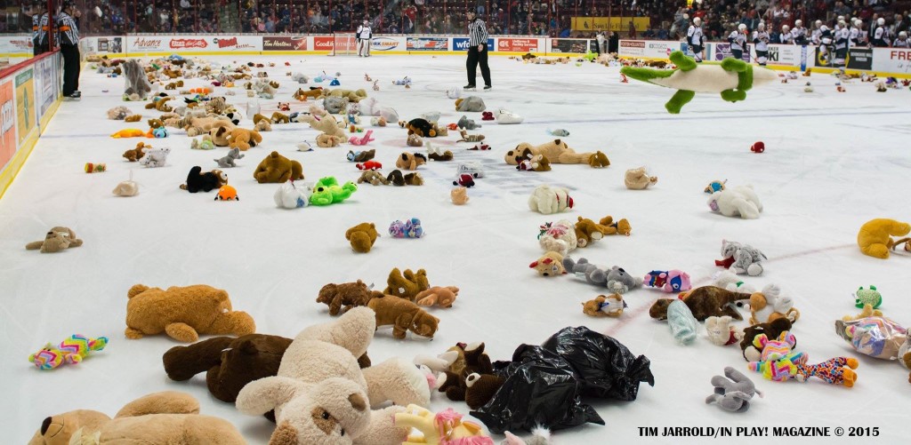 Windsor Spitfires has an ice rink full of stuffed animals