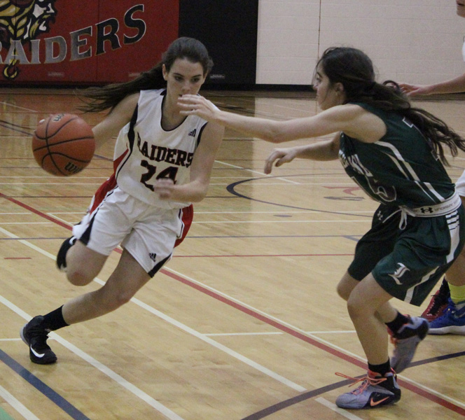 The Essex District High School senior girls basketball team remained undefeated in WECSSAA play as they beat the visiting Lajeunesse Royals 43-26