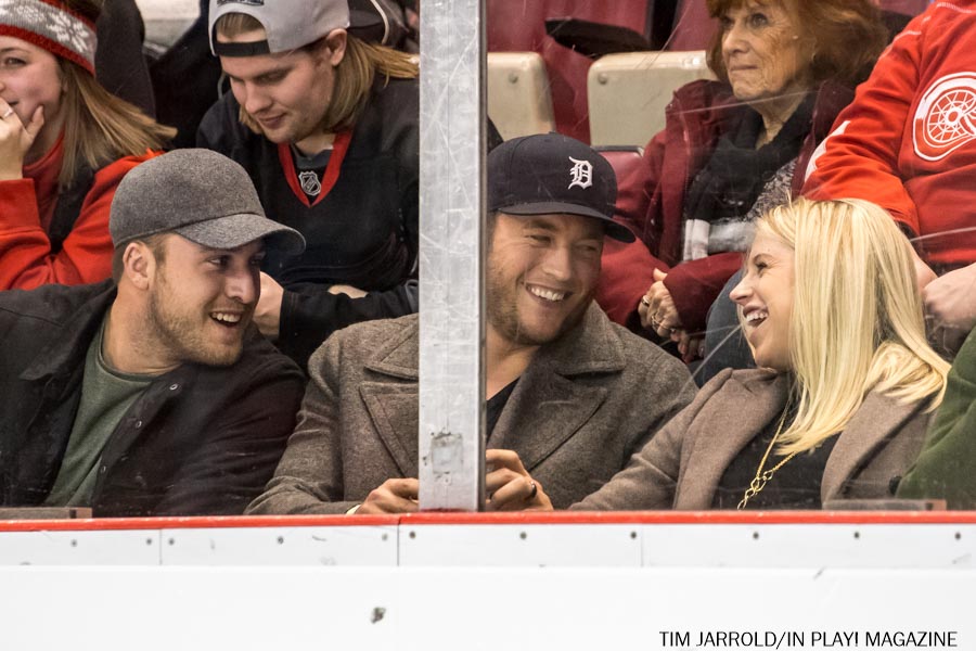 Red Wings vs New Jersey Devils - PIX, Lions QB Matthew Stafford at the red Wings Game