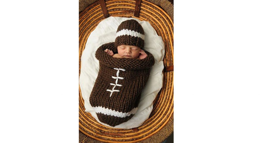 Football Cocoons to Newborns on Super Bowl Sunday