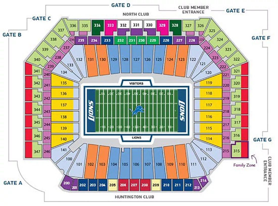Detroit Lions Seating Chart - In Play! magazine