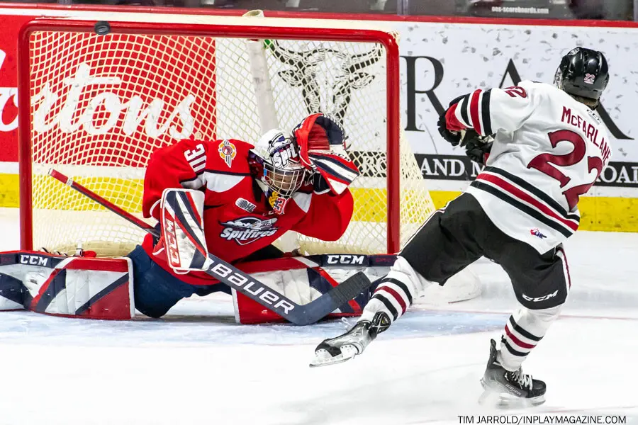 Guelph Storm at Windsor Spitfires February 3 2022. Photo: Tim Jarrold - In Play! magazine