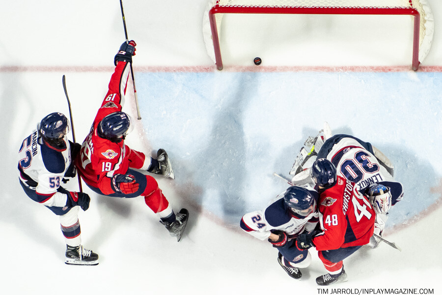 Saginaw Spirit at Windsor Spitfires Feb 21 2022. Photo: Tim Jarrold - In Play! magazine