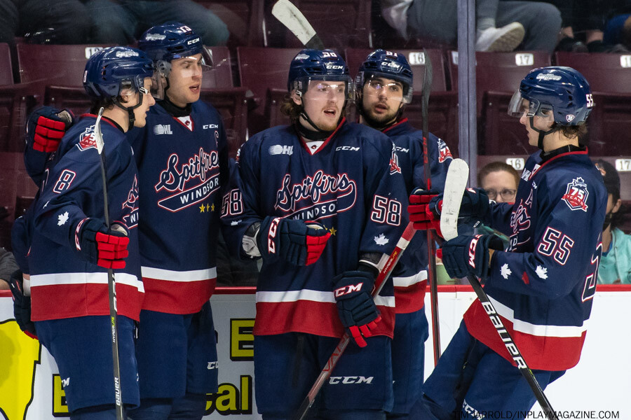 Owen Sound Attack at Windsor Spitfires March 10 2022. Photo: Tim Jarrold - In Play! magazine