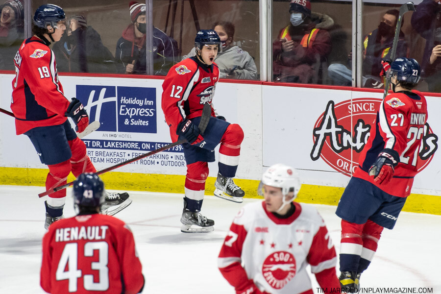 Soo Greyhounds at Windsor Spitfires March 5 2022. Photo: Tim jarrold - In Play! magazine