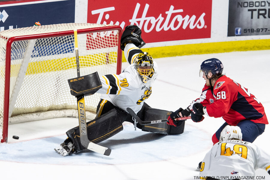 Sarnia Sting at Windsor Spitfires April 23, 2022. Photo: Tim Jarrold - In Play! magazine