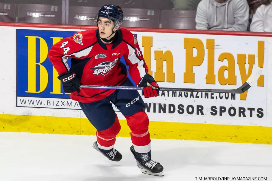 Soo Greyhounds at Windsor Spitfires February 2 2023. Photo: Tim Jarrold - In Play! magazine