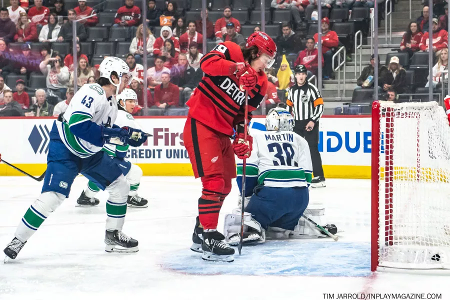 Vancouver Canucks at Detroit Red Wings February 11 2023. Photo: Tim Jarrold- In Play! magazine