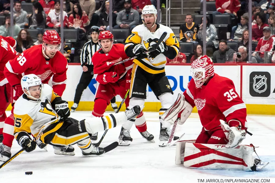 Pittsburgh Penguins at Detroit Red Wings April 8 2023. Photo: Tim Jarrold - In Play! magazine