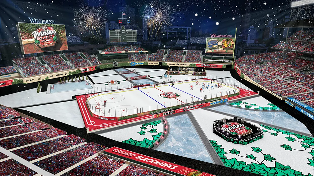 Preview of Wrigley Field for 2025 NHL Winter Classic In Play! magazine