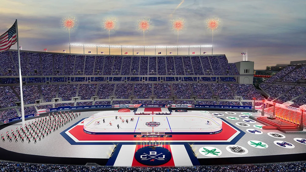 NHL Reveals Rendering For 2025 NHL Stadium Series In Columbus In Play Magazine 2025 NHL Stadium Series Columbus Blue Jackets Detroit Red Wings.webp